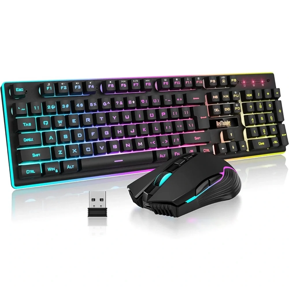Redthunder K10 gaming wireless blacklit keyboard and mouse Black
